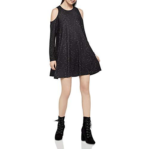 bcbgeneration women's cold shoulder long sleeve dress, black combo, l