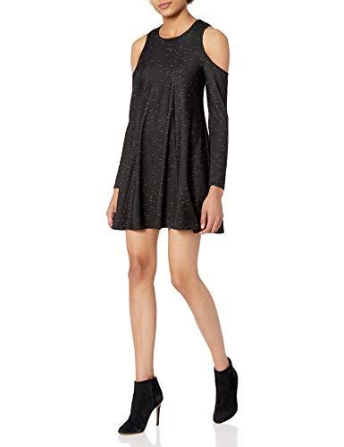 bcbgeneration women's cold shoulder long sleeve dress, black combo, l