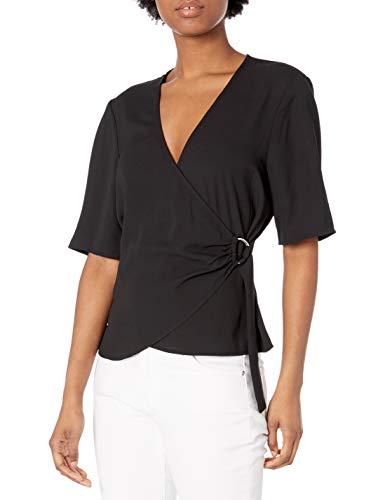 bcbgeneration women's d-ring wrap top, black, xxs