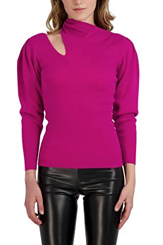 bcbgeneration women's fitted long sleeve sweater asymmetrical neck cutout top, rose, x-large