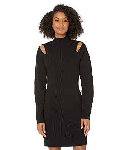 bcbgeneration women's mini long sleeve mock neck shoulder cut out dresses, black, x-small