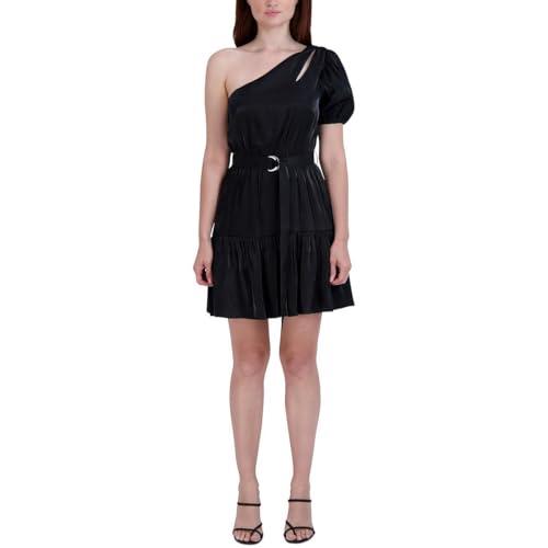 bcbgeneration women's one shoulder fit and flare mini a line cocktail dress, black
