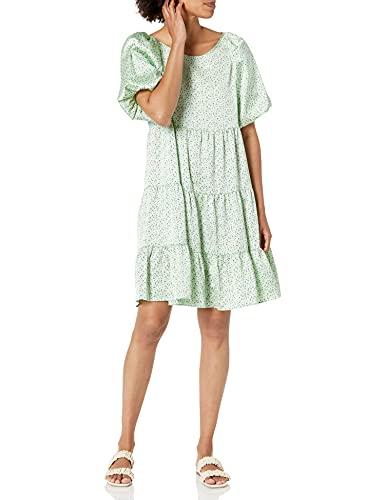 bcbgeneration women's puff sleeve babydoll dress, multi, x-large