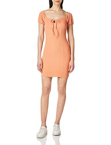 bcbgeneration women's puff sleeve mini dress, papaya, lg (us 12)