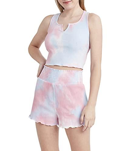 bcbgeneration women's ribbed henley top, tie dye, small