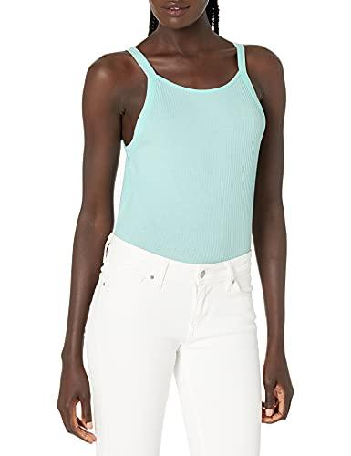 bcbgeneration women's ribbed knit halter neck top, clear water, x-small