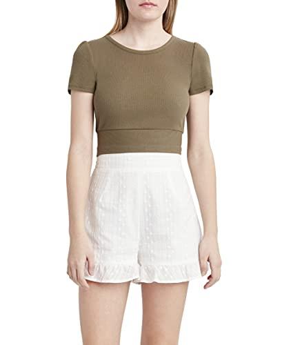 bcbgeneration women's ribbed tie back top, cypress, medium