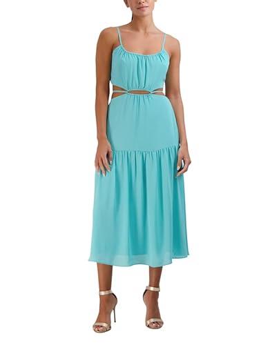 bcbgeneration women's scoop neck gathered skirt spaghetti maxi dress, aqua