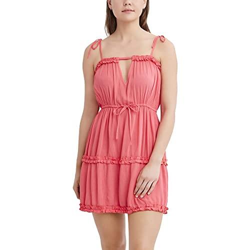 bcbgeneration women's standard swimsuit cover up dress with adjustable keyhole, coral, medium