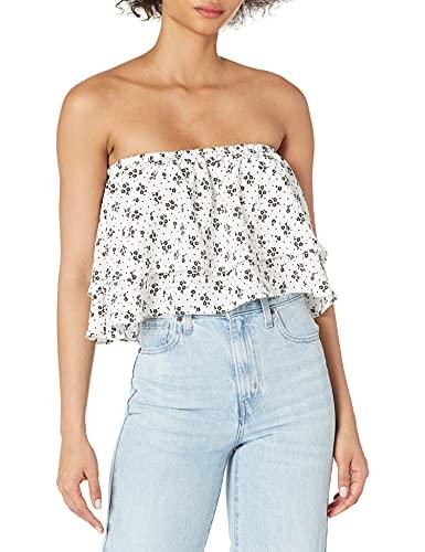 bcbgeneration women's tiered tube top, optic white, large