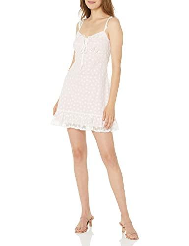 bcbgeneration womens embroidered ruffle mini dress, ivory, small us