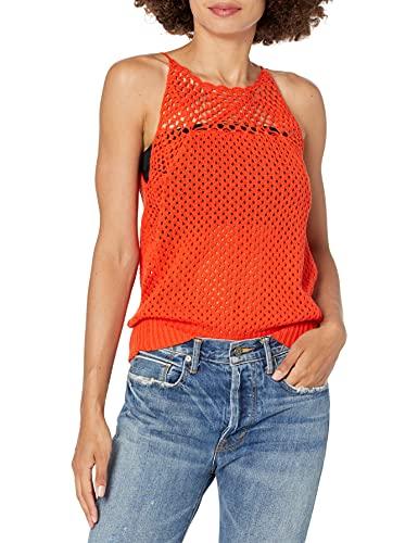bcbgeneration womens high neck crochet top shirt, chili pepper, xx-small us