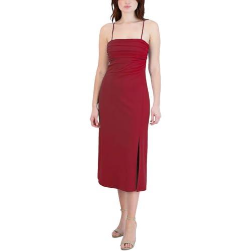 bcbgeneration womens open back midi cocktail and party dress red 16