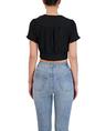 bcbgeneration womens short sleeve button down tie front crop top shirt, black, xx-small us