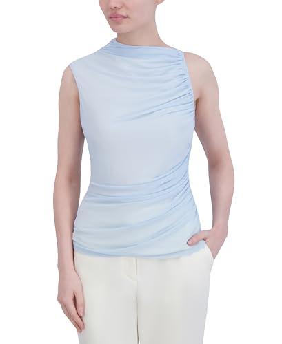 bcbgmaxazria women's asymmetrical neck short dolman sleeves pullover drape top, ice blue