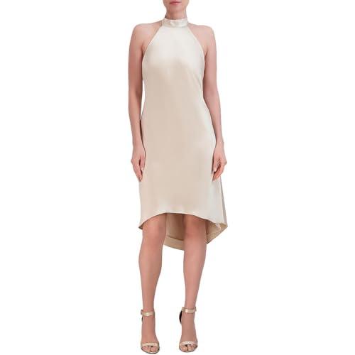 bcbgmaxazria women's chain halter neck midi cocktail dress, nude