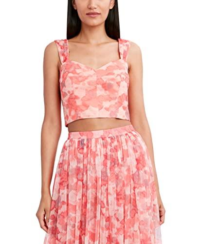 bcbgmaxazria women's cropped sleeveless v neck bra top, blush multi, x-large