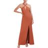 bcbgmaxazria women's fit and flare floor length evening dress criss cross halter neck cut outs side slit, aragon, 8