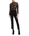 bcbgmaxazria women's fitted long sleeve top turtleneck ruched bodice button shirt, black, large