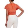 bcbgmaxazria women's jewel neck blouson tie front top, flamingo