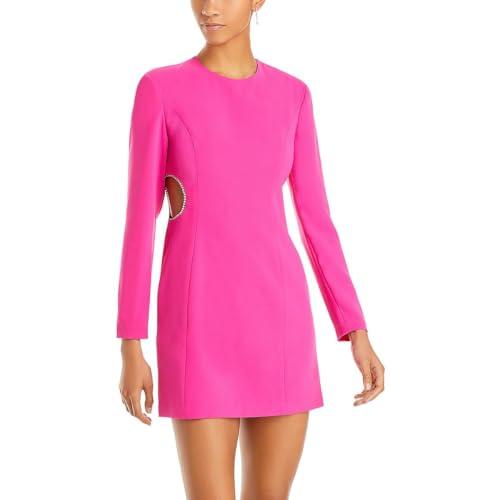 bcbgmaxazria women's long sleeve round neck cutout mini cocktail dress, magenta