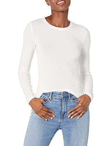 bcbgmaxazria women's long sleeve top with crew neck, off white, x-small