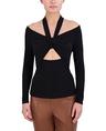 bcbgmaxazria women's neck long sleeve pullover halter knit top, black