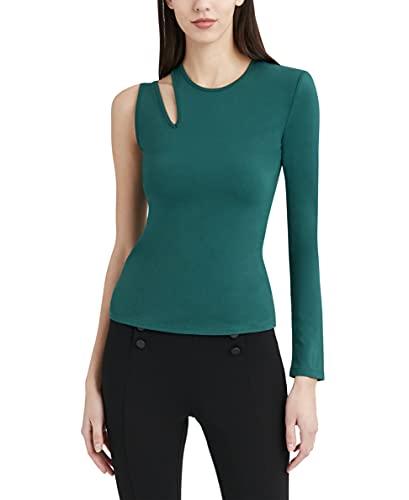 bcbgmaxazria women's one long sleeve top with cut out, botanical, medium