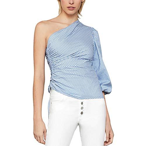 bcbgmaxazria women's ruched poplin top, blue combo, xs (us 2)