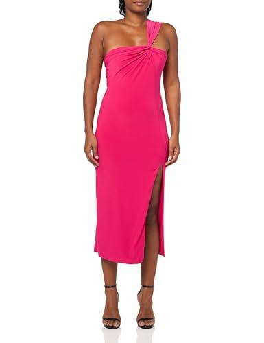 bcbgmaxazria women's sleeveless asymmetrical neck pullover midi dress, bright rose