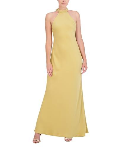 bcbgmaxazria women's sleeveless halter neck long evening dress, prairie sand