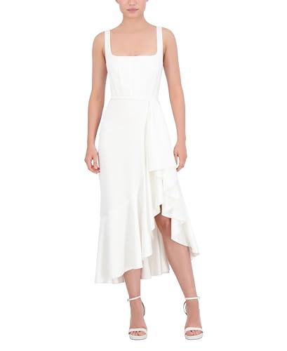 bcbgmaxazria women's sleeveless square neck midi cocktail dress, gardenia