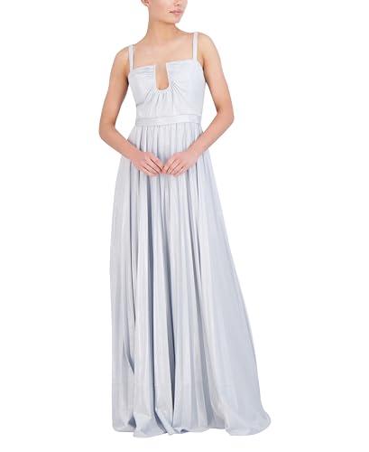bcbgmaxazria women's sleeveless u wire neck pleated gown, xenon blue