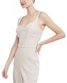 bcbgmaxazria women's slim fit sweetheart neck smocked back crop top, tan stripe, x-large