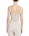 bcbgmaxazria women's slim fit sweetheart neck smocked back crop top, tan stripe, x-large