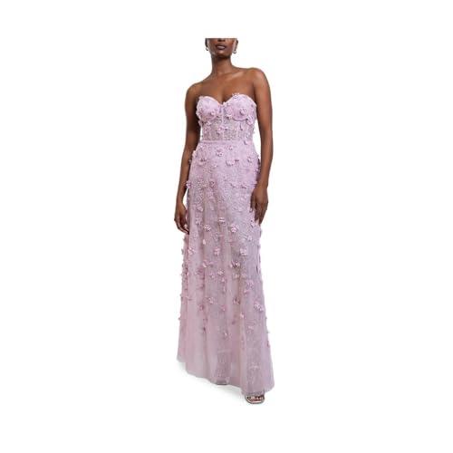 bcbgmaxazria women's strapless sweetheart neck evening maxi dress, lilac