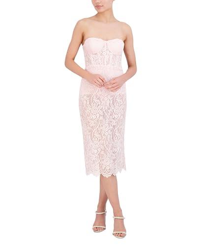 bcbgmaxazria women's strapless sweetheart neck midi evening dress, cradle pink