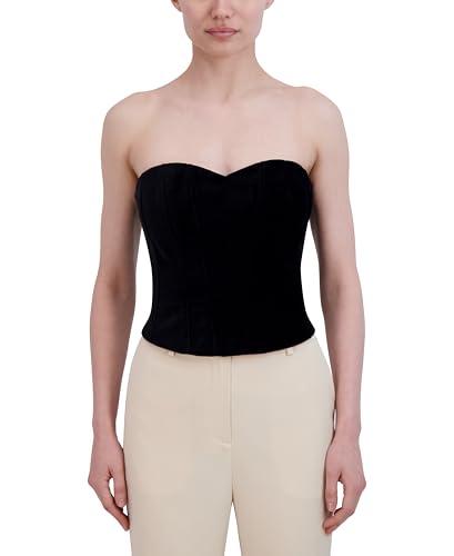 bcbgmaxazria women's strapless sweetheart neck velvet top, black