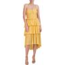 bcbgmaxazria women's tiered sweetheart neck sleeveless midi dress, marigold