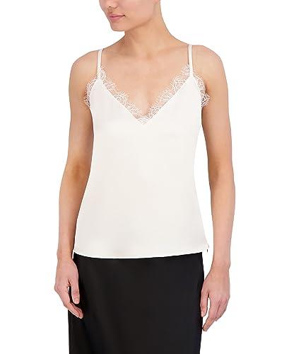 bcbgmaxazria women's v neck sleeveless pullover satin cami top, gardenia