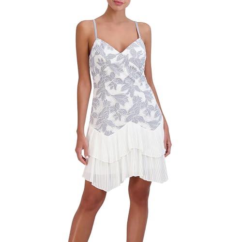 bcbgmaxazria womens above knee lace mini dress blue 12