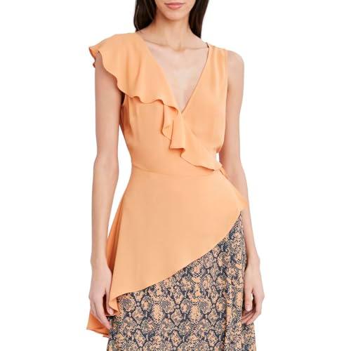 bcbgmaxazria womens asymmetric wrap top orange l