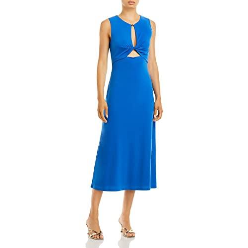 bcbgmaxazria womens cut-out long midi dress blue s