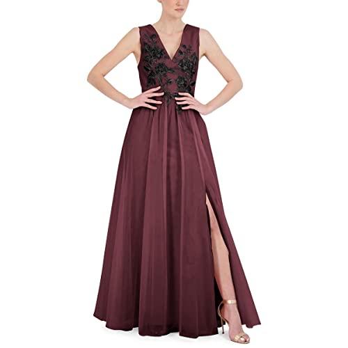 bcbgmaxazria womens embroidered maxi evening dress red 4