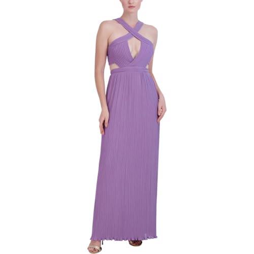 bcbgmaxazria womens full length pleated halter dress purple 8