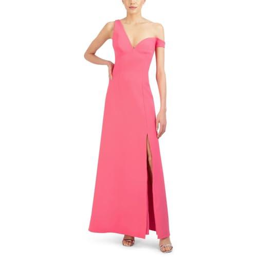 bcbgmaxazria womens knit one shoulder evening dress pink 0