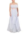 bcbgmaxazria womens strapless sweetheart neck evening maxi with tiered ruffle skirt dress, xenon blue, 4 us