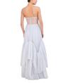 bcbgmaxazria womens strapless sweetheart neck evening maxi with tiered ruffle skirt dress, xenon blue, 4 us