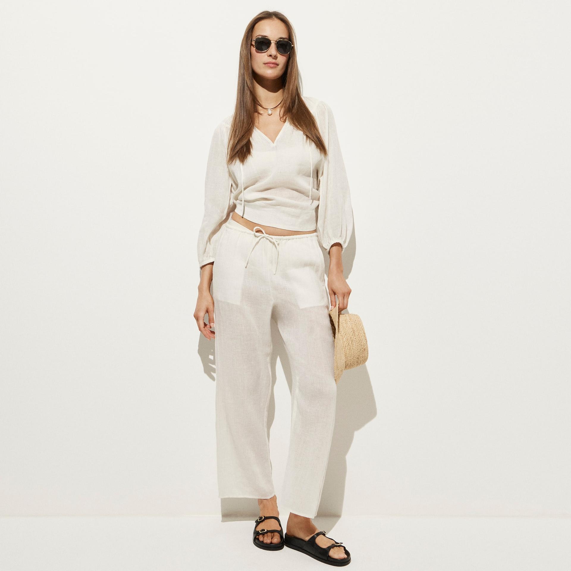 beach pant in linen-cotton blend
