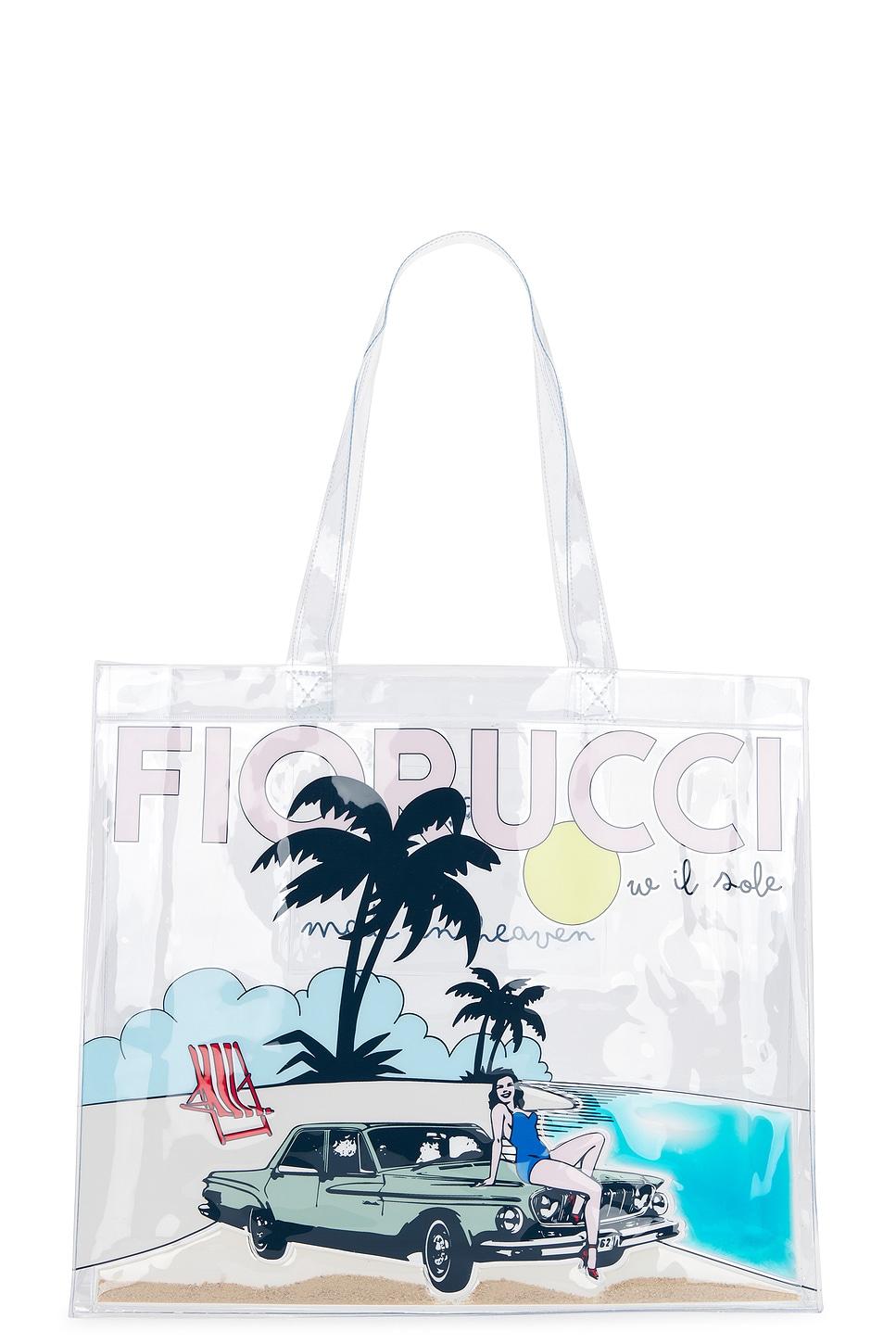 beach print pvc tote bag